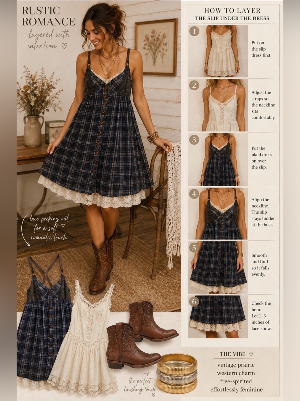 🩷 Vintage Havana Classics Plaid Boho Dress w/ Lace Hem & Crossback Straps | Sz M